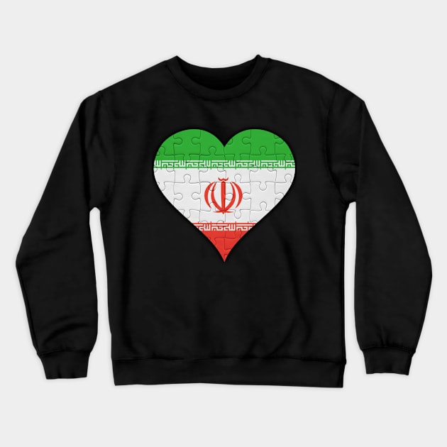 Iranian Jigsaw Puzzle Heart Design - Gift for Iranian Persian With Iran Roots Crewneck Sweatshirt by Country Flags